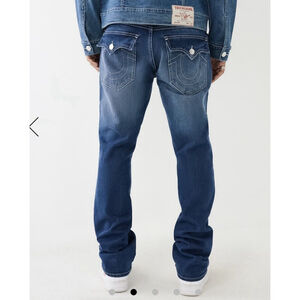 NWT True Religion Ricky Relaxed Straight Flap Jeans 34X34 Men Blue Orig.$159